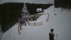 Modrá sjezdovka - dojezd k lanové dráze