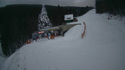 Modrá sjezdovka - dojezd k lanové dráze