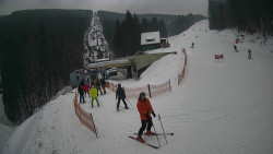 Modrá sjezdovka - dojezd k lanové dráze