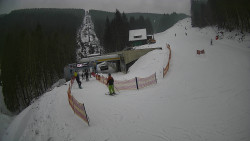 Modrá sjezdovka - dojezd k lanové dráze