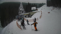 Modrá sjezdovka - dojezd k lanové dráze