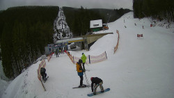 Modrá sjezdovka - dojezd k lanové dráze