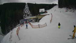 Modrá sjezdovka - dojezd k lanové dráze