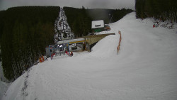 Modrá sjezdovka - dojezd k lanové dráze