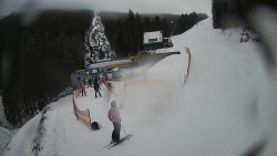 Modrá sjezdovka - dojezd k lanové dráze