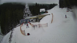 Modrá sjezdovka - dojezd k lanové dráze