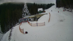 Modrá sjezdovka - dojezd k lanové dráze