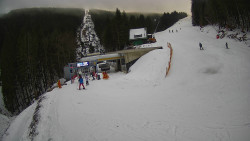 Modrá sjezdovka - dojezd k lanové dráze