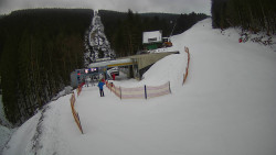 Modrá sjezdovka - dojezd k lanové dráze