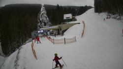 Modrá sjezdovka - dojezd k lanové dráze