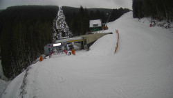 Modrá sjezdovka - dojezd k lanové dráze