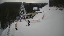 Modrá sjezdovka - dojezd k lanové dráze