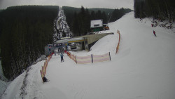 Modrá sjezdovka - dojezd k lanové dráze