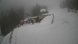 Modrá sjezdovka - dojezd k lanové dráze