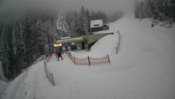 Modrá sjezdovka - dojezd k lanové dráze