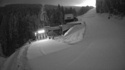 Modrá sjezdovka - dojezd k lanové dráze