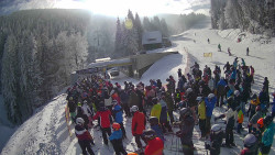 Modrá sjezdovka - dojezd k lanové dráze