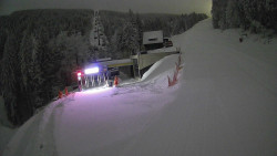 Modrá sjezdovka - dojezd k lanové dráze