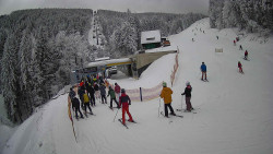 Modrá sjezdovka - dojezd k lanové dráze