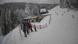 Modrá sjezdovka - dojezd k lanové dráze