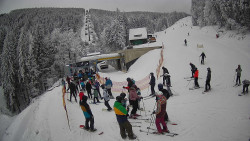 Modrá sjezdovka - dojezd k lanové dráze