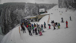 Modrá sjezdovka - dojezd k lanové dráze