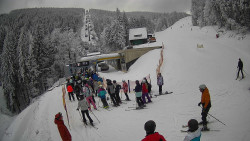 Modrá sjezdovka - dojezd k lanové dráze