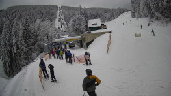 Modrá sjezdovka - dojezd k lanové dráze