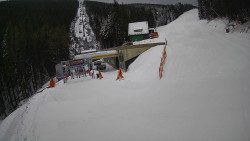 Modrá sjezdovka - dojezd k lanové dráze