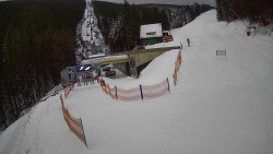 Modrá sjezdovka - dojezd k lanové dráze