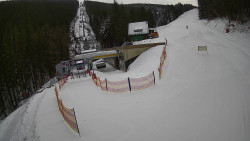 Modrá sjezdovka - dojezd k lanové dráze