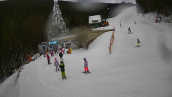 Modrá sjezdovka - dojezd k lanové dráze