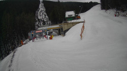 Modrá sjezdovka - dojezd k lanové dráze