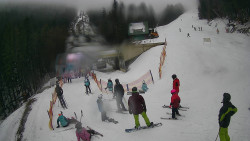 Modrá sjezdovka - dojezd k lanové dráze