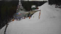 Modrá sjezdovka - dojezd k lanové dráze