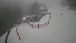 Modrá sjezdovka - dojezd k lanové dráze