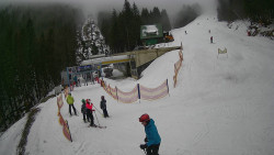 Modrá sjezdovka - dojezd k lanové dráze