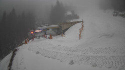 Modrá sjezdovka - dojezd k lanové dráze