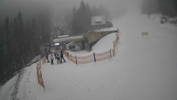 Modrá sjezdovka - dojezd k lanové dráze