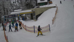 Modrá sjezdovka - dojezd k lanové dráze