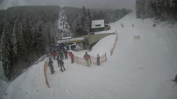 Modrá sjezdovka - dojezd k lanové dráze