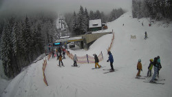 Modrá sjezdovka - dojezd k lanové dráze