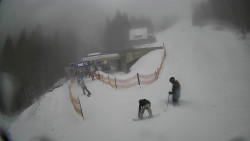 Modrá sjezdovka - dojezd k lanové dráze