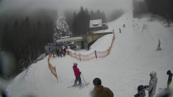 Modrá sjezdovka - dojezd k lanové dráze