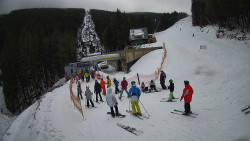 Modrá sjezdovka - dojezd k lanové dráze