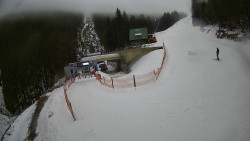 Modrá sjezdovka - dojezd k lanové dráze