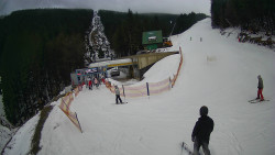 Modrá sjezdovka - dojezd k lanové dráze