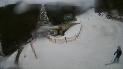 Modrá sjezdovka - dojezd k lanové dráze