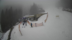 Modrá sjezdovka - dojezd k lanové dráze