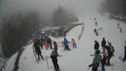 Modrá sjezdovka - dojezd k lanové dráze